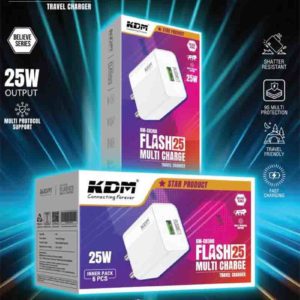 H 380 Flash 25 Multi Type-C Charger – 25W Fast Charging, Red Cable, 9S Protection, Shutter Resistant, Travel Friendly