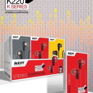 K220 In-Ear Wired Earphones – 3.5mm Jack, Black/Red/Grey, Super Bass, Textured Cable, Inbuilt Mic