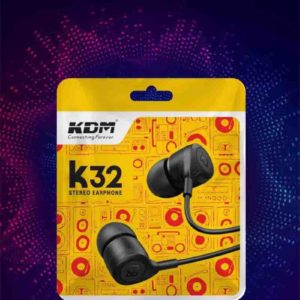 K32 In-Ear Wired Earphones – 3.5mm Jack, Black/White, Noise Isolation, Super Bass, Mic & Music Controls