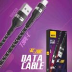 KC 700 Data Cable USB Type C 3.4A Fast Charging Cable Length 100CM Color Black