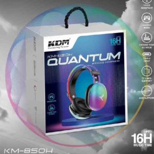 KM 850H Quantum Wireless Headphones – Gaming Mode, RGB Lights, EQ Customization, 16H Playtime, FM/TF/AUX, Voice Assistant
