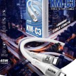 KM C3 USB-C to USB-C 45W Braided Cable – 1000MM Metal Housing, Multi-Protocol, High-Core (White)