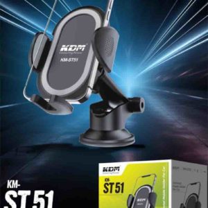 KM ST-51 Car Mobile Holder – 360° Rotation, Black, Ergonomic Design, Auto-Lock, Sturdy & Secure Bracket
