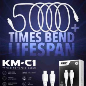KMC 1 USB-C to USB-C 65W Cable – 1000MM Multi-Protocol Fast Charging, 5-Core PVC (Black)