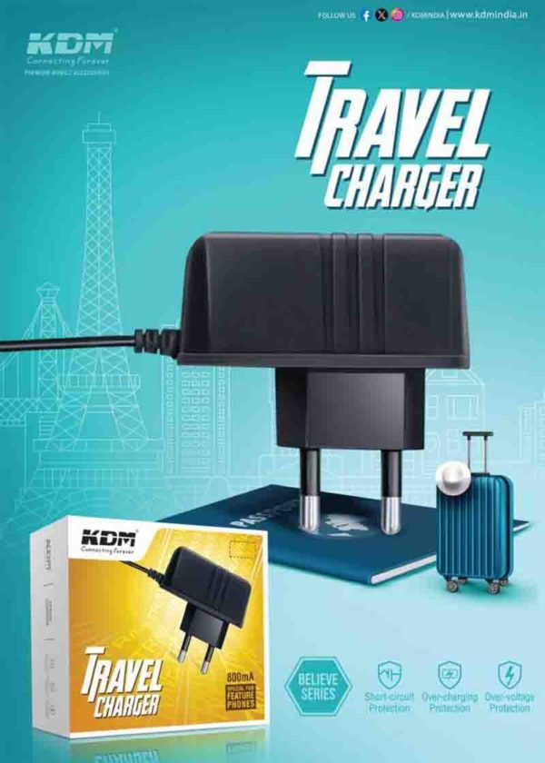 Travel Charger Type S3 (V8) – 800mA Output, M600/N70 Compatible, Compact Design, Multi-Protection