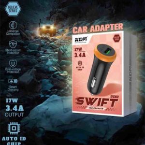 UC 60 Swift Car Adapter – 3.4A 17W Output, Auto ID, Over Voltage & Current Protection, Universal Compatibility