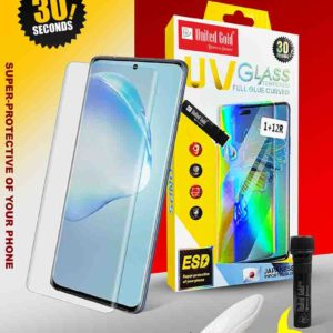 United Gold UV Full Glue Curved Tempered Glass – Ultra Thin, Japanese Glue, 3D Mould Fit, Super Touch & Image Clarity