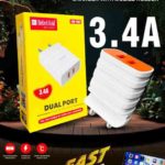 United Gold Dual Port Fast Charger 3.4A With Mobile Holder and Free Cable Pack of 100
