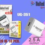 United Gold Single USB Charger 2.5 A Pack of 10