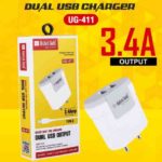 United Gold Dual USB Charger Quick Charger with Type C Data Cable 3.4 A