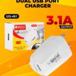 United Gold Dual USB Port Charger 3.1A Rafel Power Charger With Free Data Cable Pack of 60