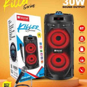 United Gold 30W Portable Bluetooth Speaker with Mic – USB Host, TF Card, FM Radio, AUX Input (Pack of 8)